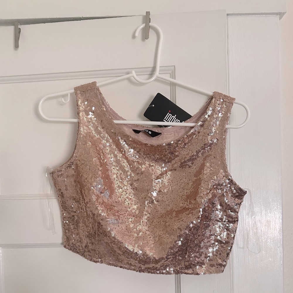 Pink sequin blouse from House of Indya